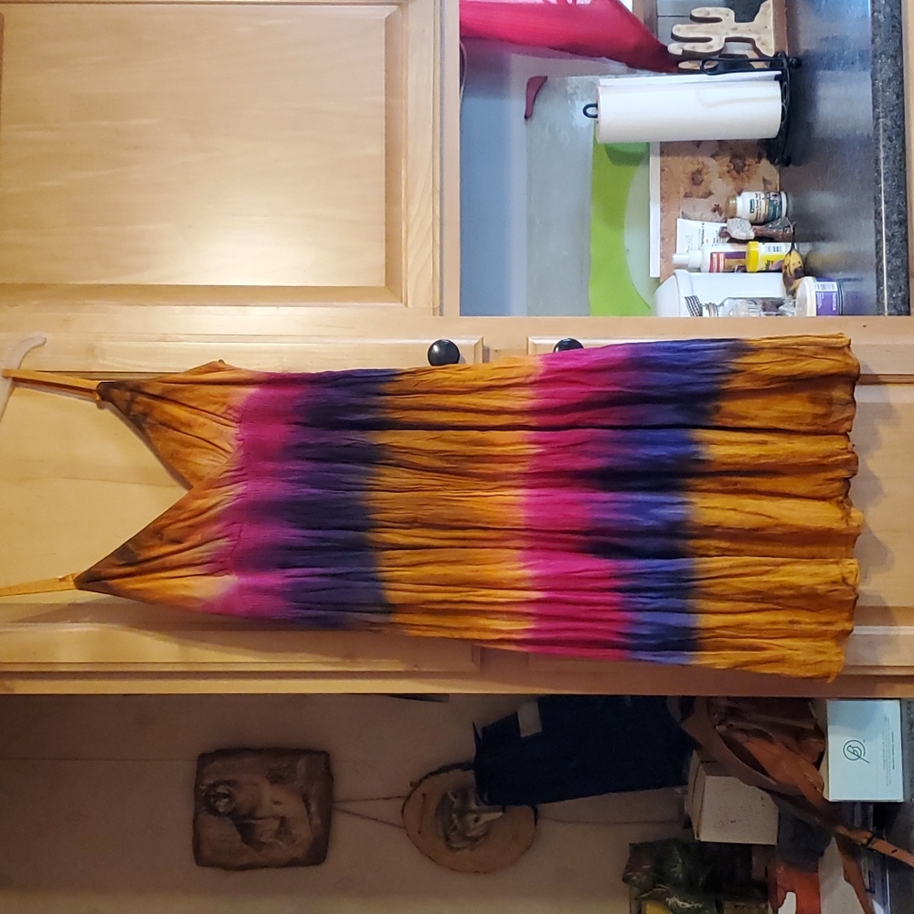 Summer tie-dyed dress V-neck